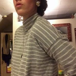 Madewell Gray Striped Turtleneck